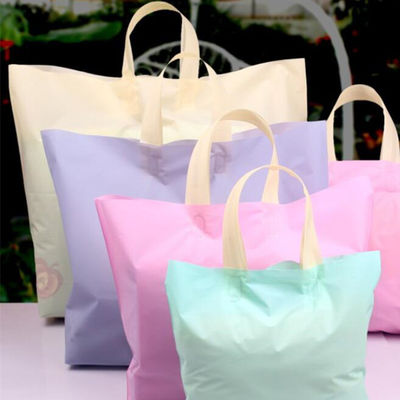 Sacos de compras plásticos feitos sob encomenda coloridos, sacos de mantimento reusáveis com punhos