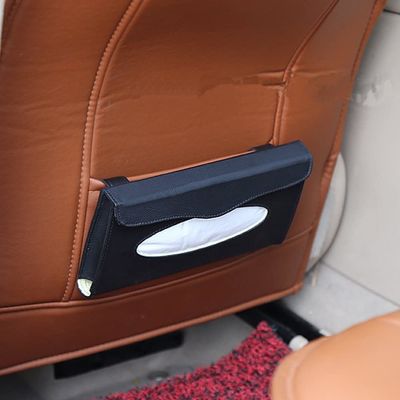 O suporte de couro gravado do tecido da caixa do tecido do carro para tecidos, os sacos de lixo e a chuva revestem o couro de alta qualidade pequeno e claro