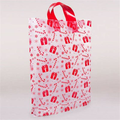 Saco plástico impermeável personalizado do presente do tamanho do retalho do sólido saco de compras branco fácil levar com um punho