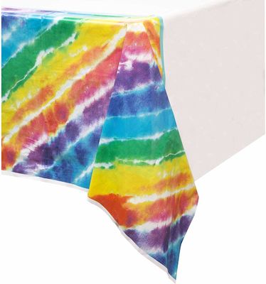 Toalhas de mesa plásticas descartáveis do à prova de água, toalha de mesa do projeto 54x108 do arco-íris