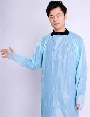 Anti aventais do vestuário de proteção do vírus, aventais plásticos descartáveis com luvas
